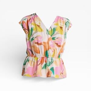 Gemma + Jane Floral Cap Sleeve Peplum Top - Medium
